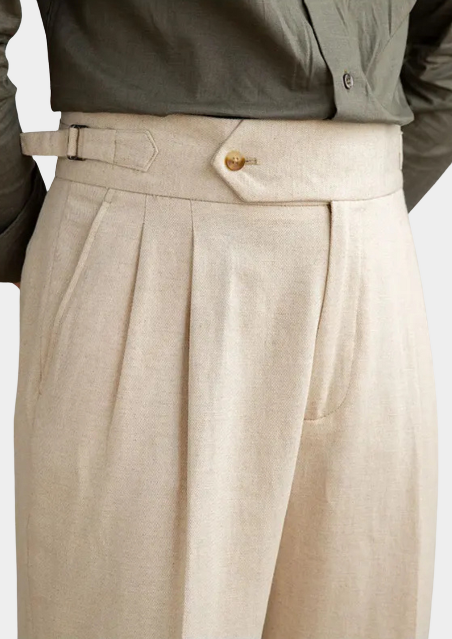 Napoli Pleated Trousers in Sand