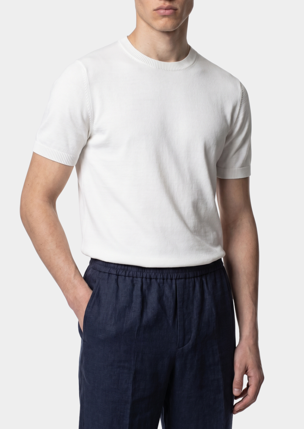 Timeless White Knit Crewneck Tee