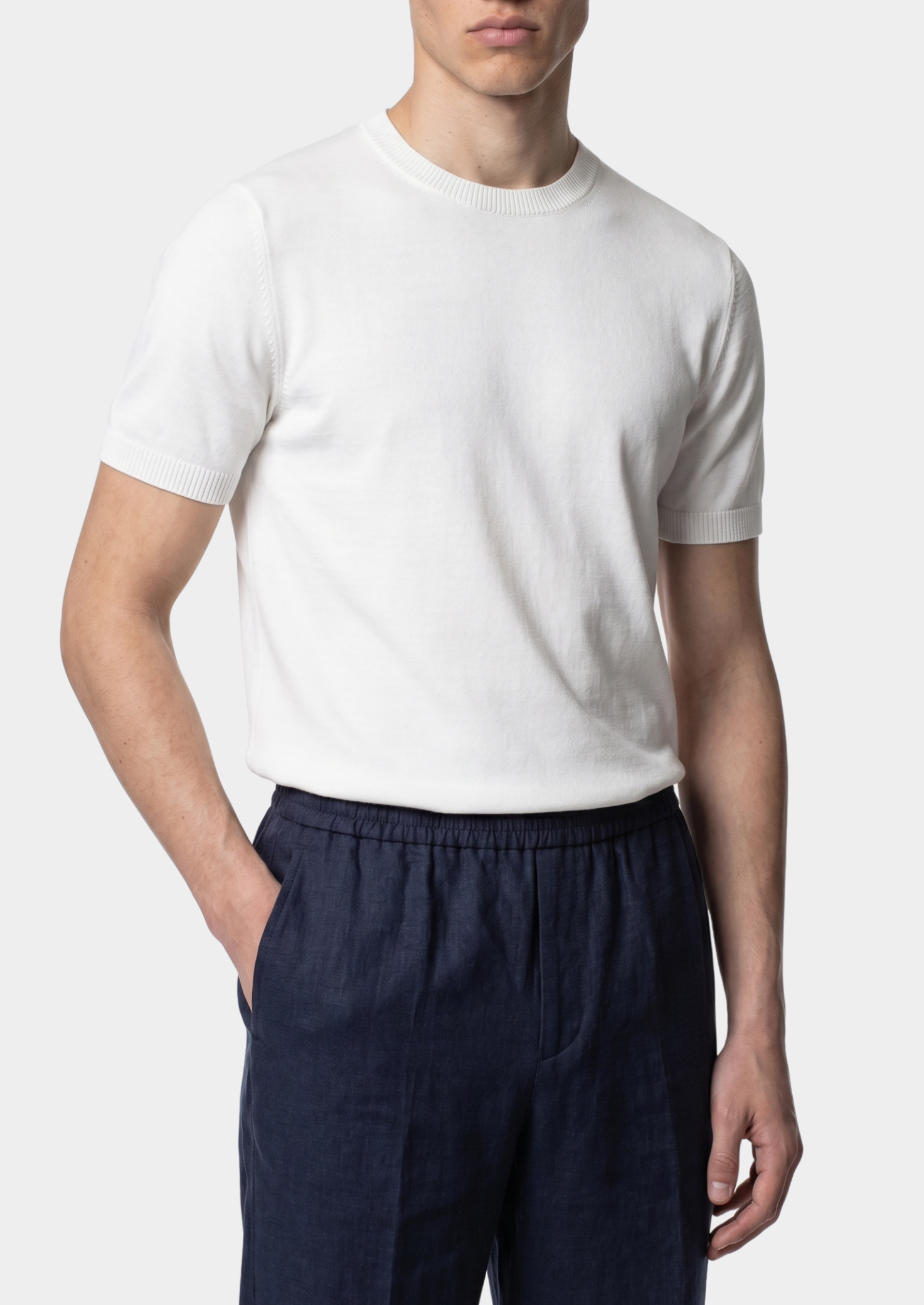 Timeless White Knit Crewneck Tee