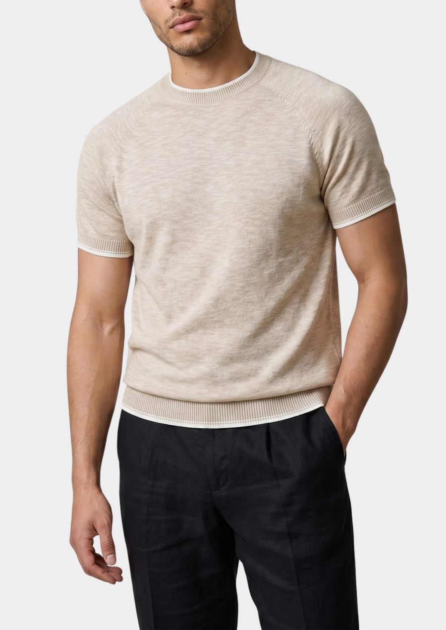 Capri Beige Linen Contrast Tee