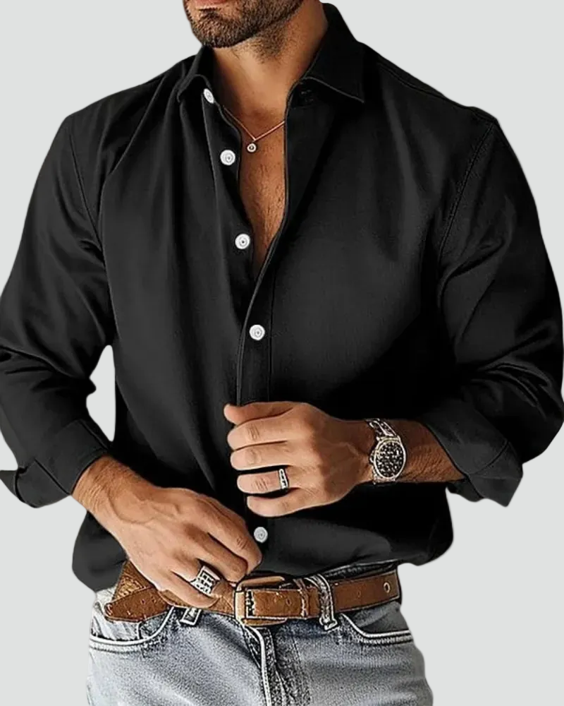 Men's Long Sleeve Button-Down Shirt in Classic White
