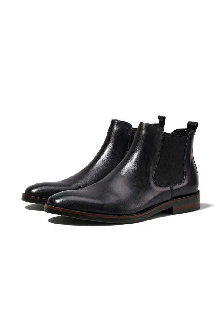 Ruggiero Black Leather Chelsea Boots