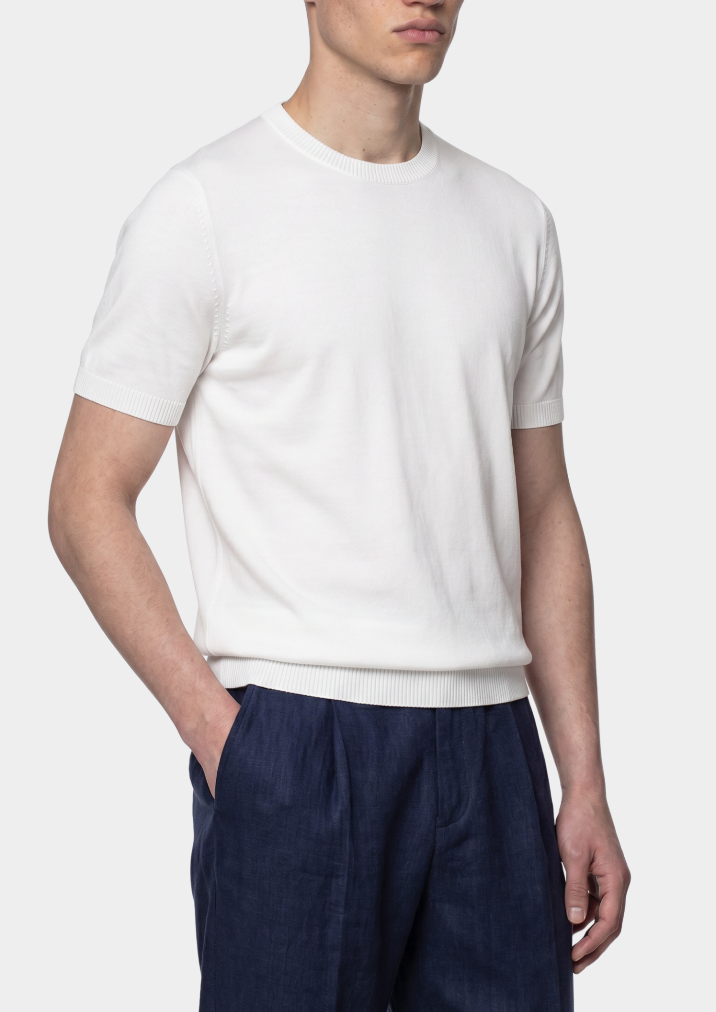 Timeless White Knit Crewneck Tee