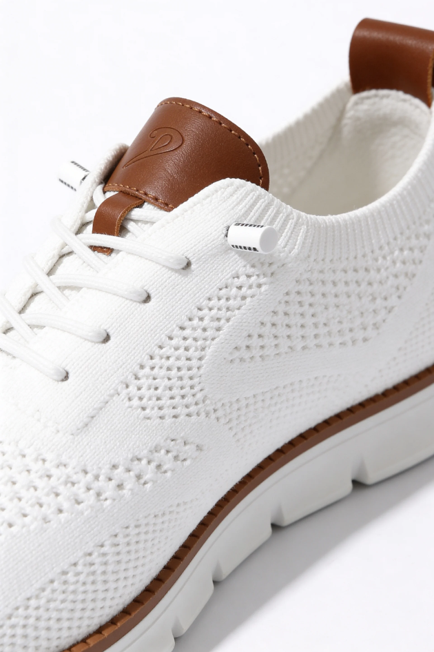 Elio Breathable Knit Sneakers in Pure White