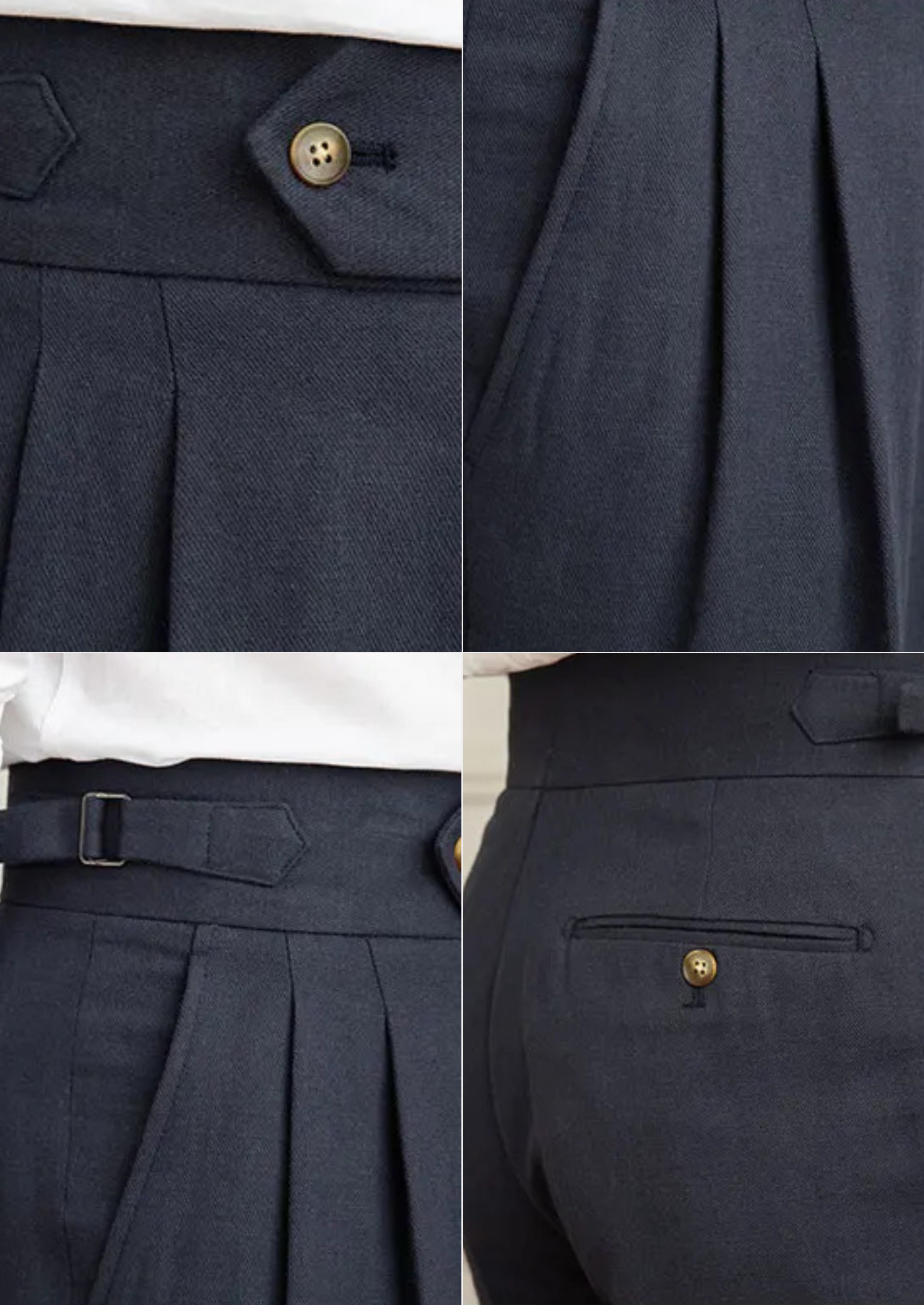 Napoli Pleated Trousers in Navy Blue