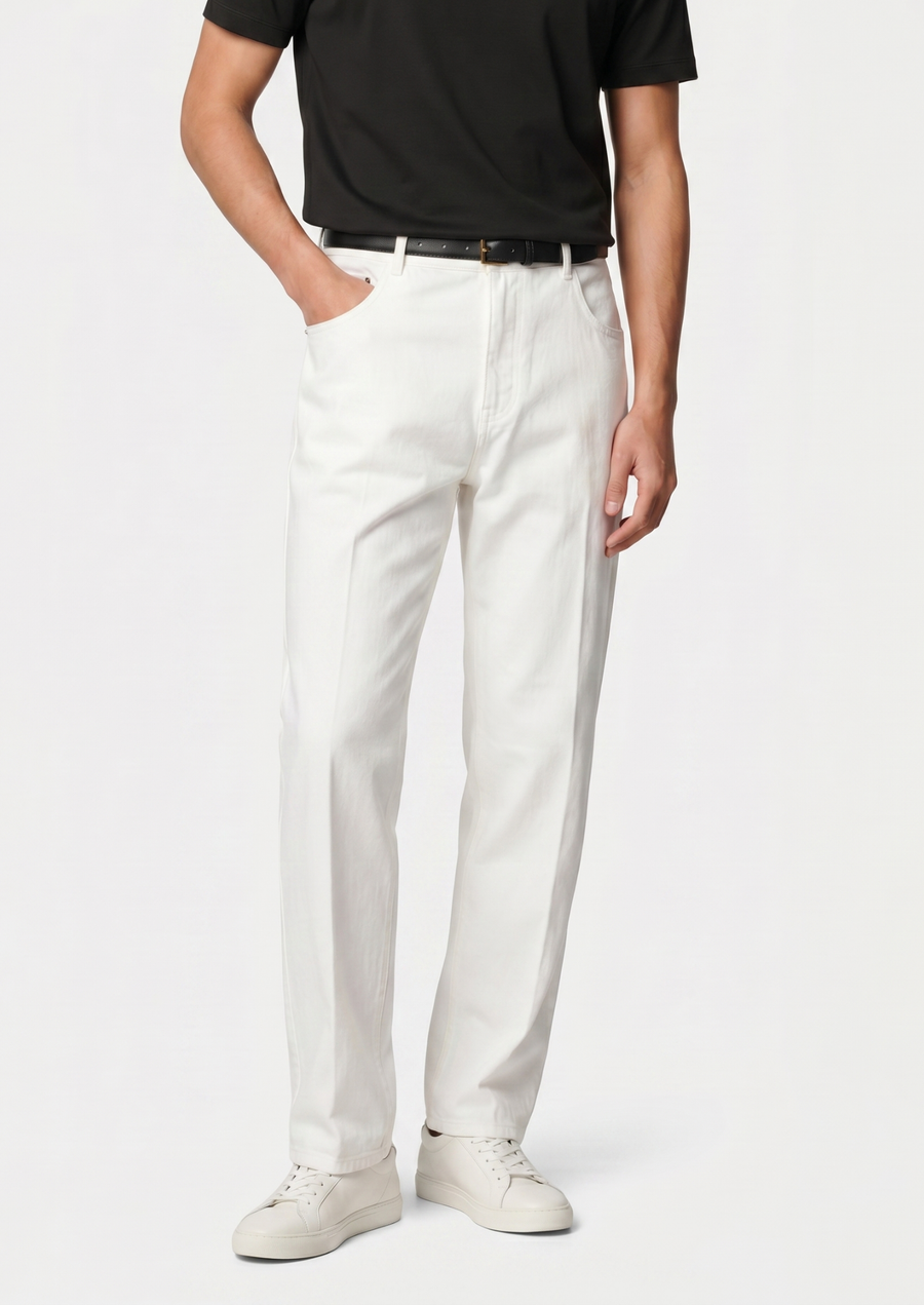 Timeless White Straight-Leg Denim Trousers