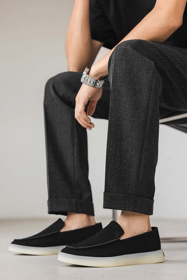 Lavencio Black Leather Loafers