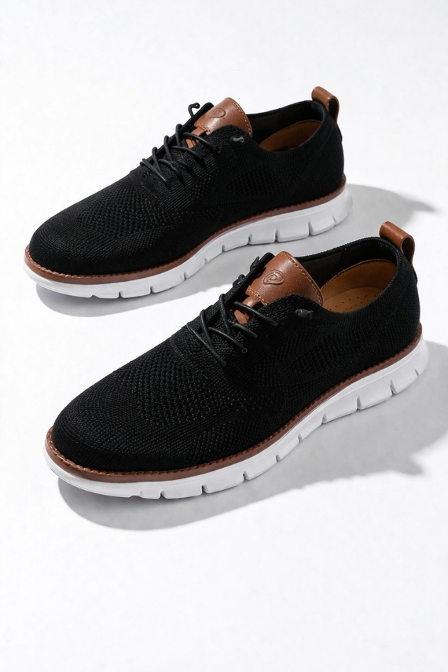 Elio Black Breathable Knit Sneakers