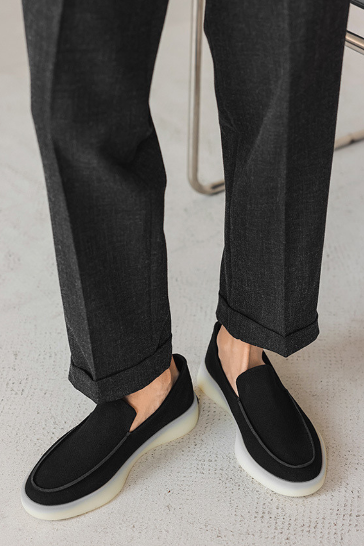Lavencio Black Leather Loafers
