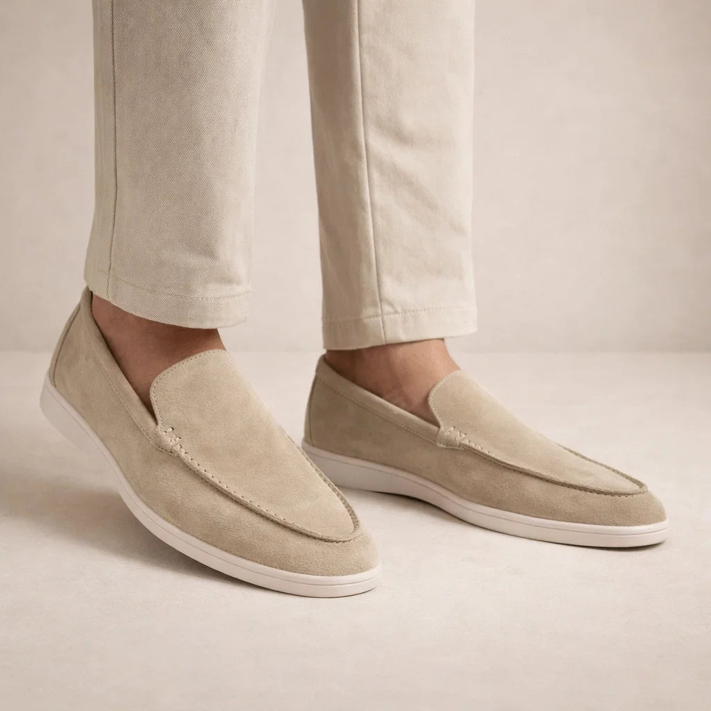 Leather Slip-On Loafers in Classic Brown