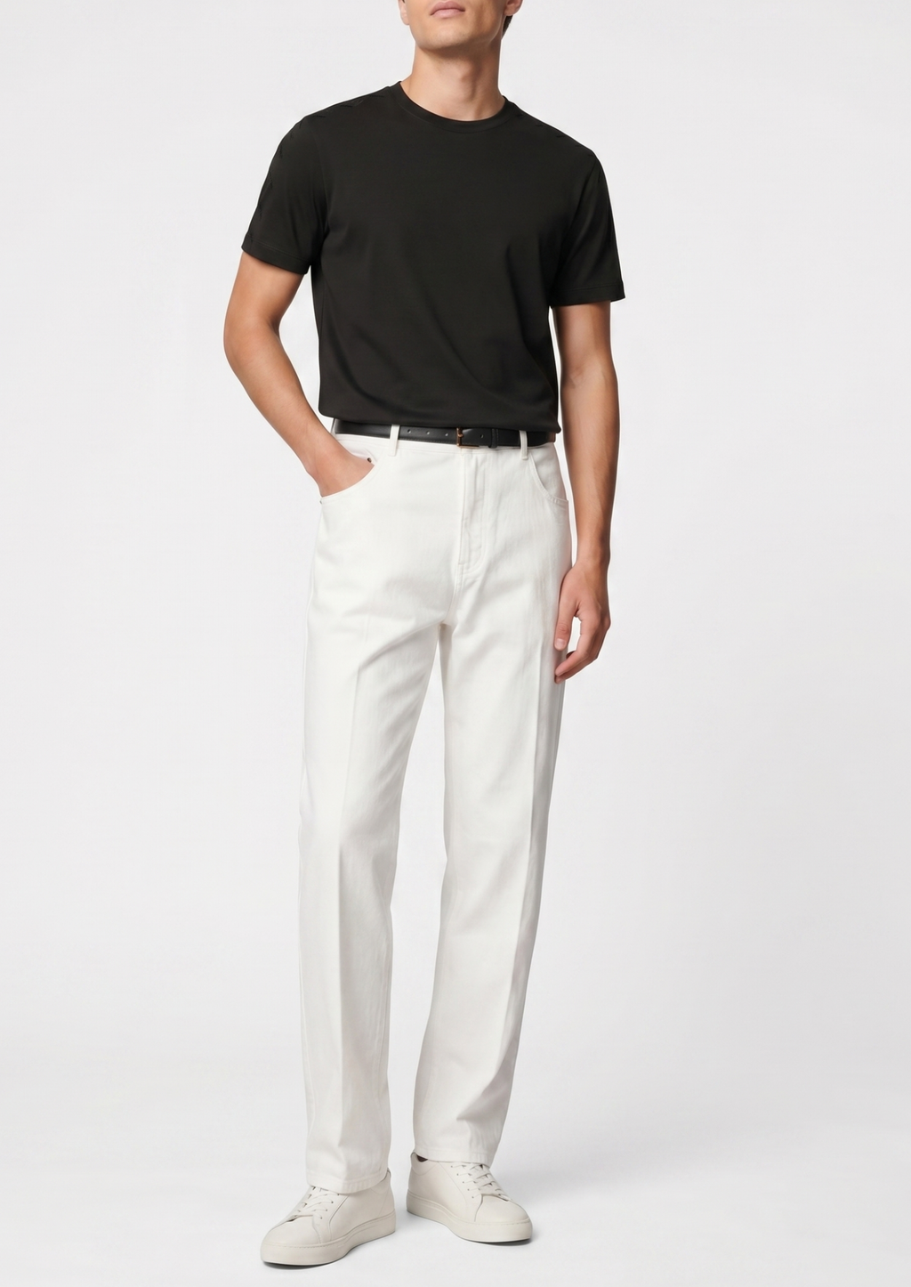 Timeless White Straight-Leg Denim Trousers