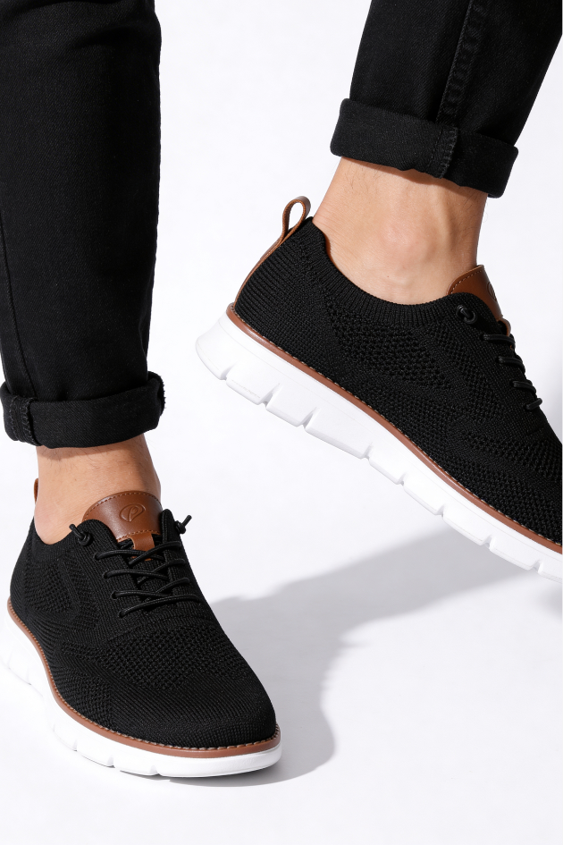 Elio Black Breathable Knit Sneakers