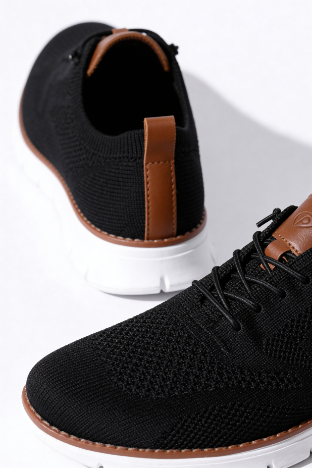 Elio Black Breathable Knit Sneakers