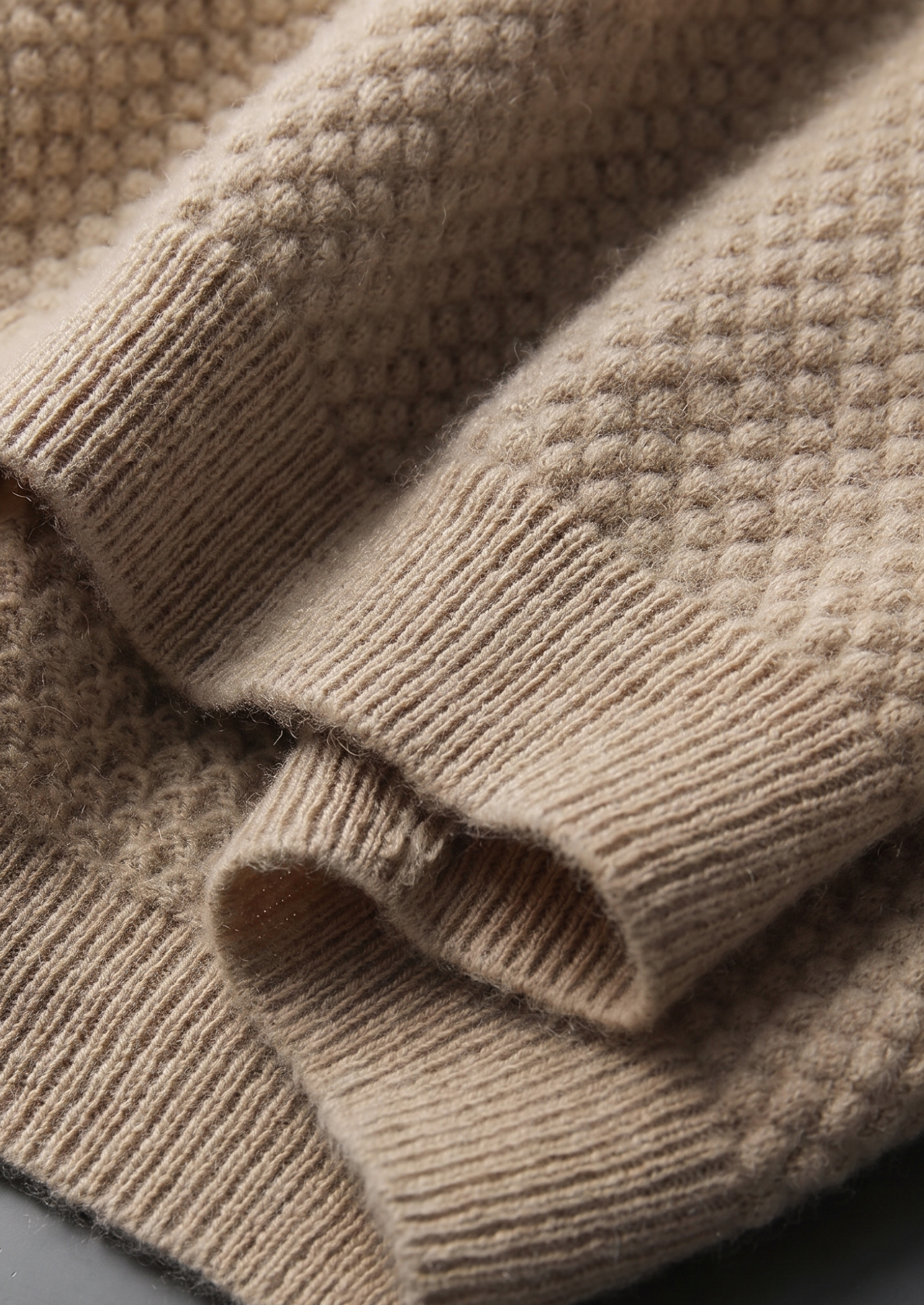 Beige Two-Tone Cashmere Polo