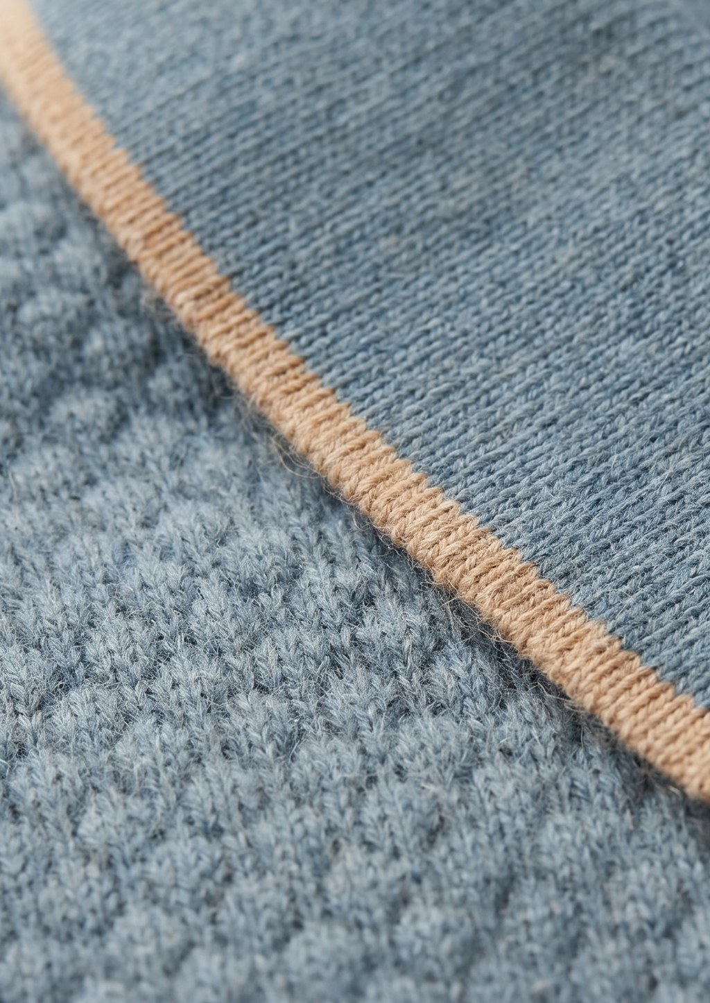Sea Blue Two-Tone Cashmere Polo
