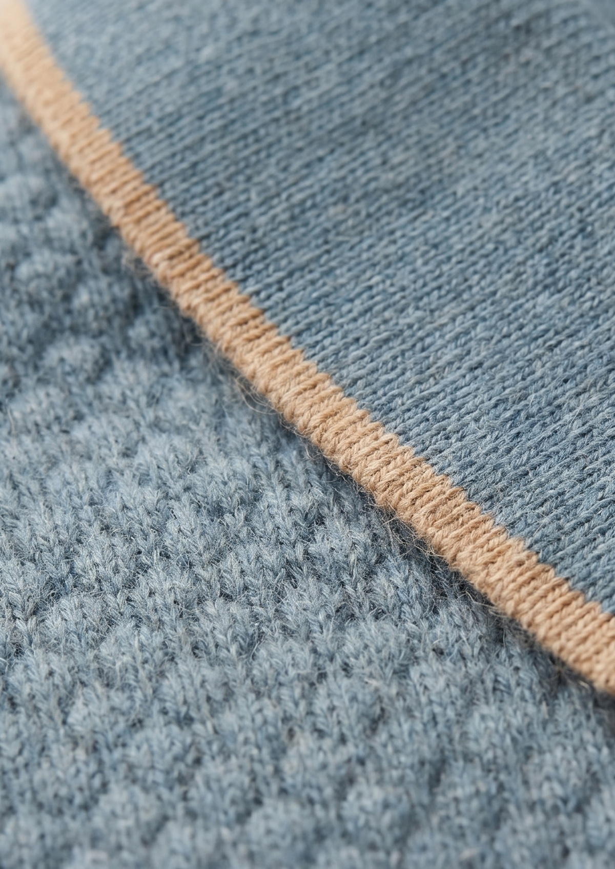 Sea Blue Two-Tone Cashmere Polo