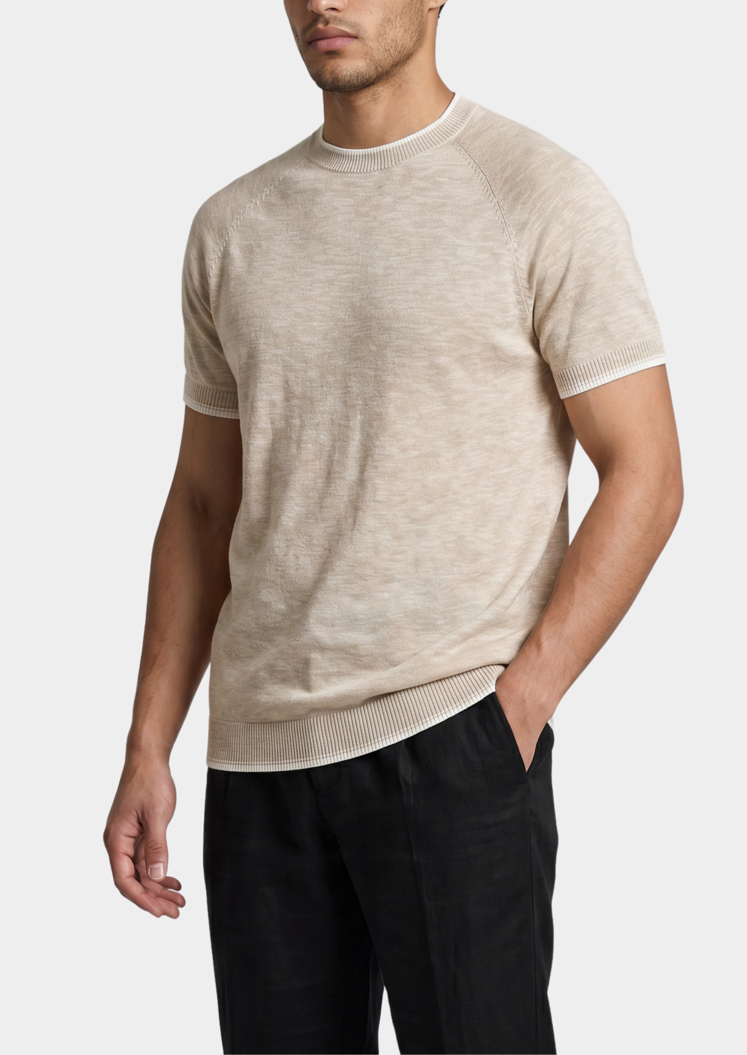 Capri Beige Linen Contrast Tee