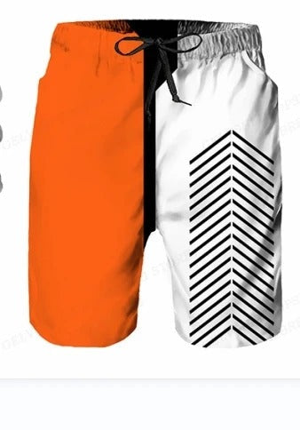 Men's Summer Swim Trunks with Drawstring and Graphic Design