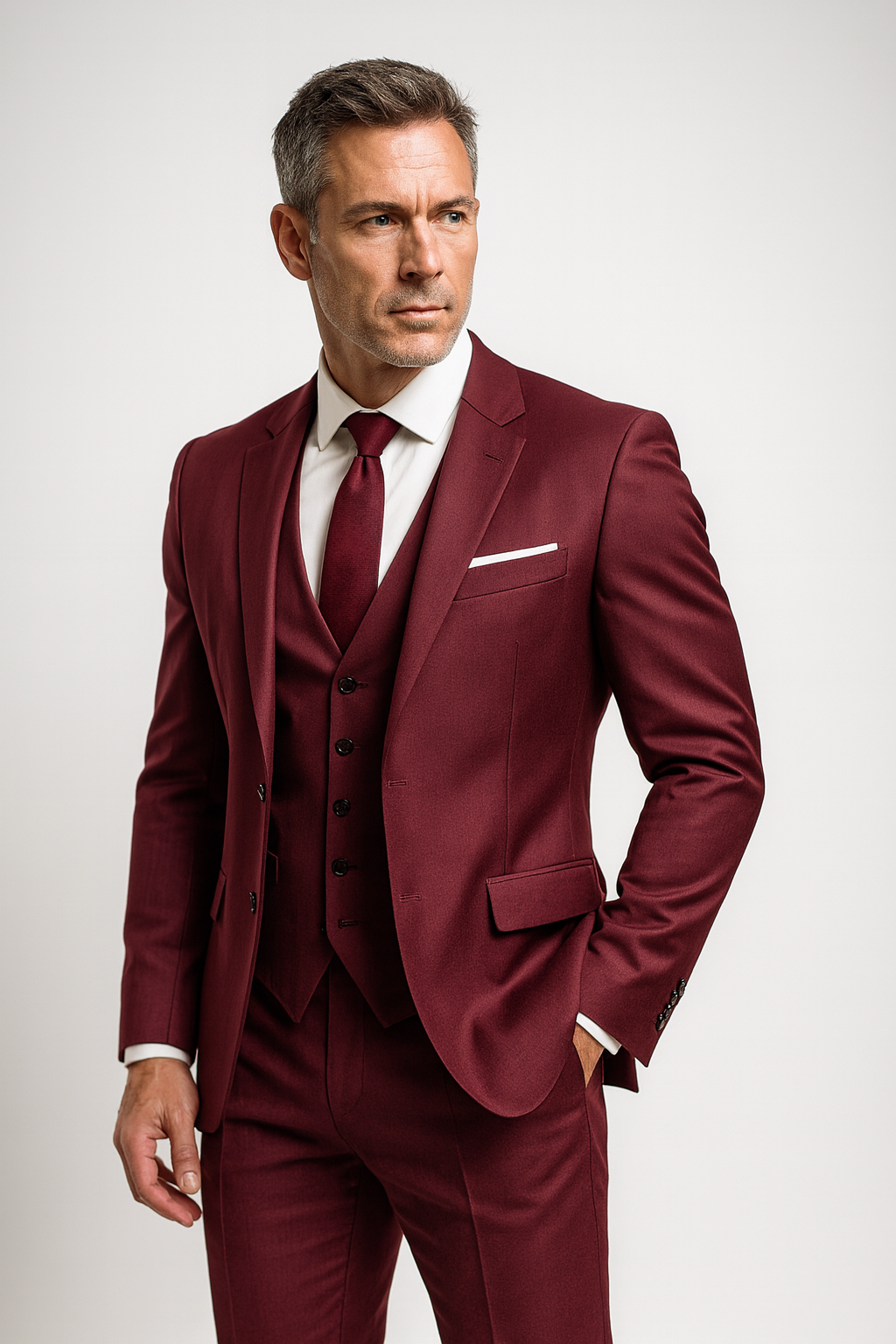 Refined Three-Piece Suit with Waistcoat in Charcoal