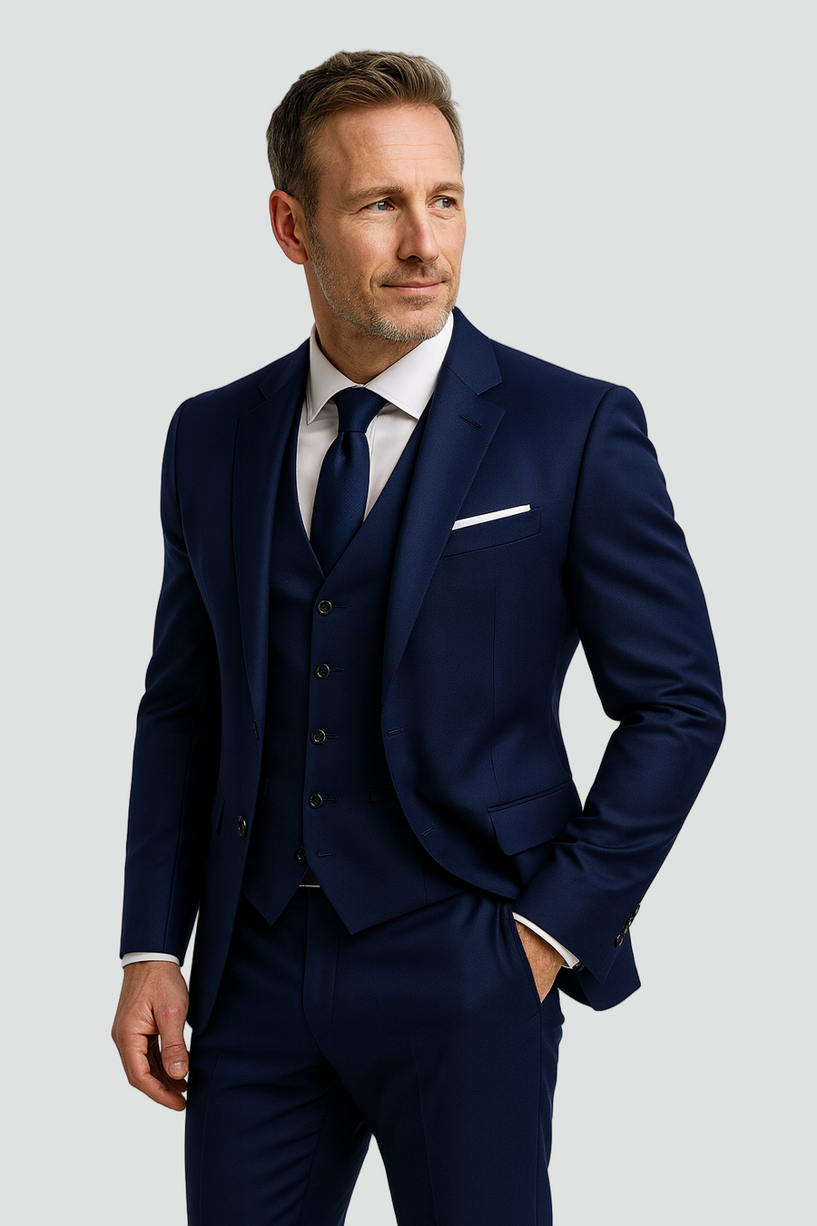 Refined Three-Piece Suit with Waistcoat in Charcoal