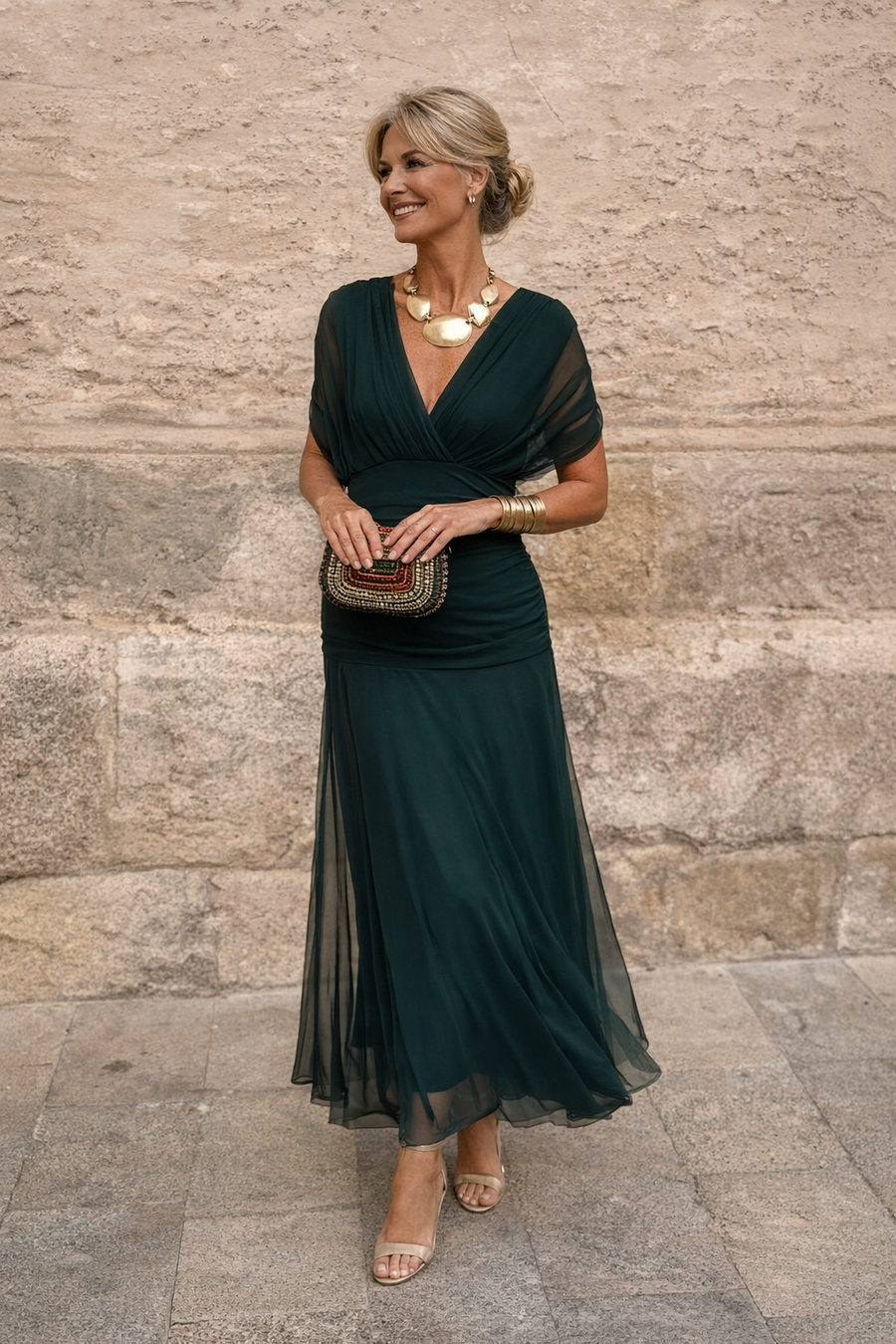 Timeless V-Neck Evening Dress