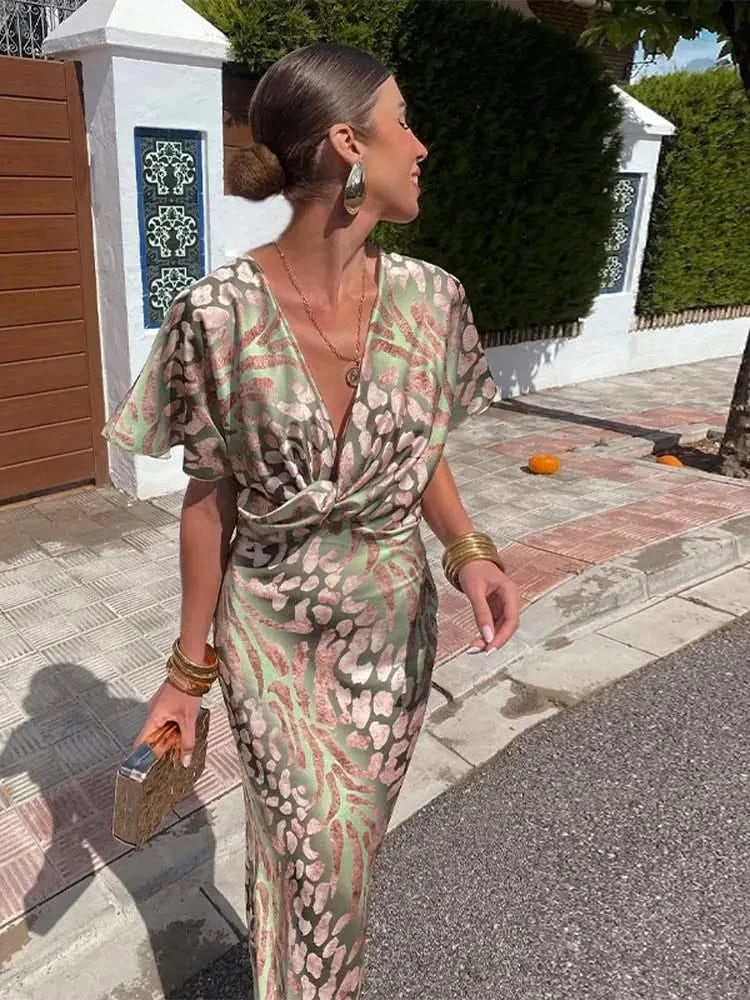 Florence Copper Silk Midi Dress