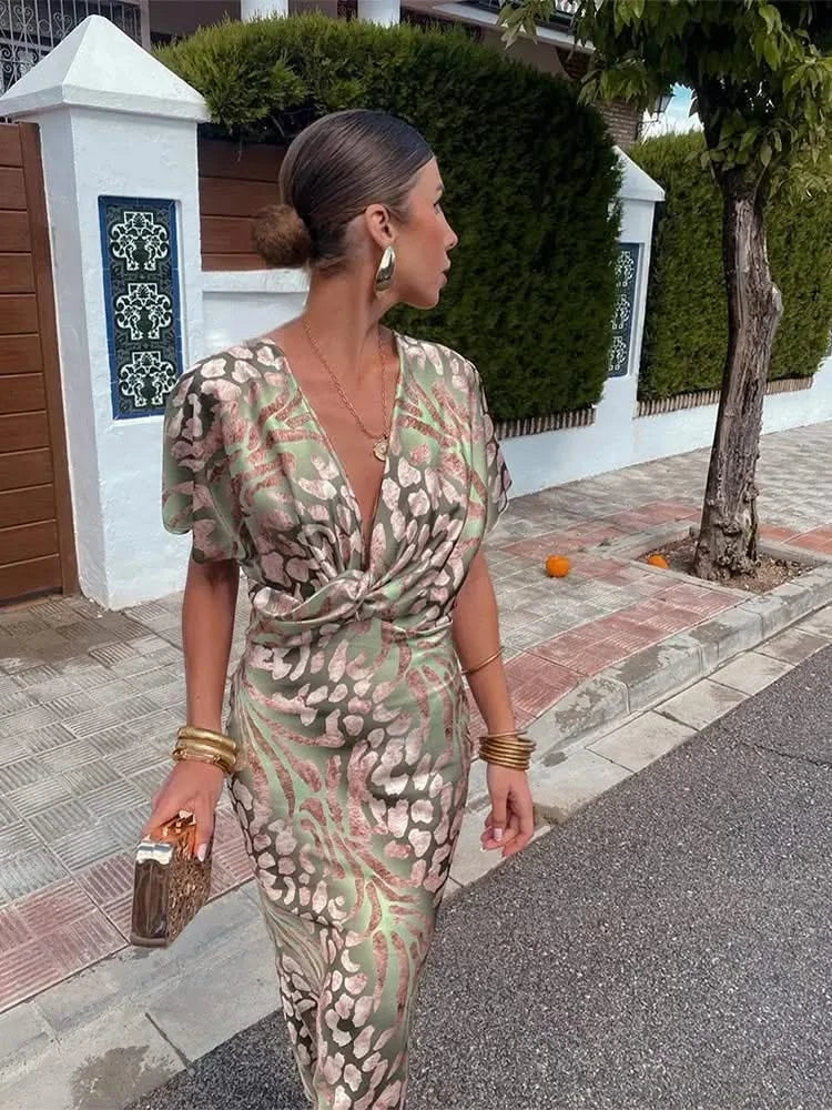 Florence Copper Silk Midi Dress