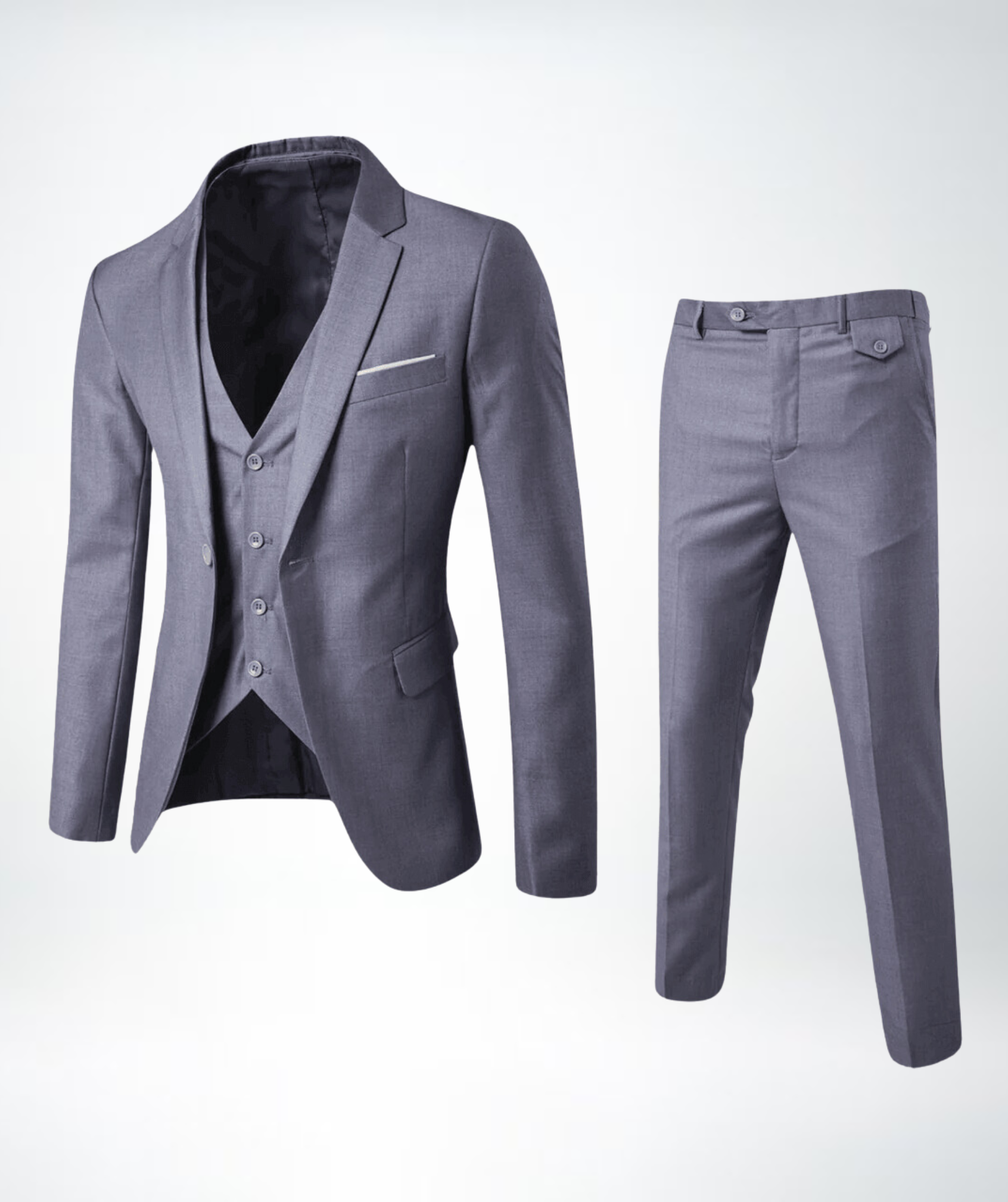 Refined Three-Piece Suit with Waistcoat in Charcoal