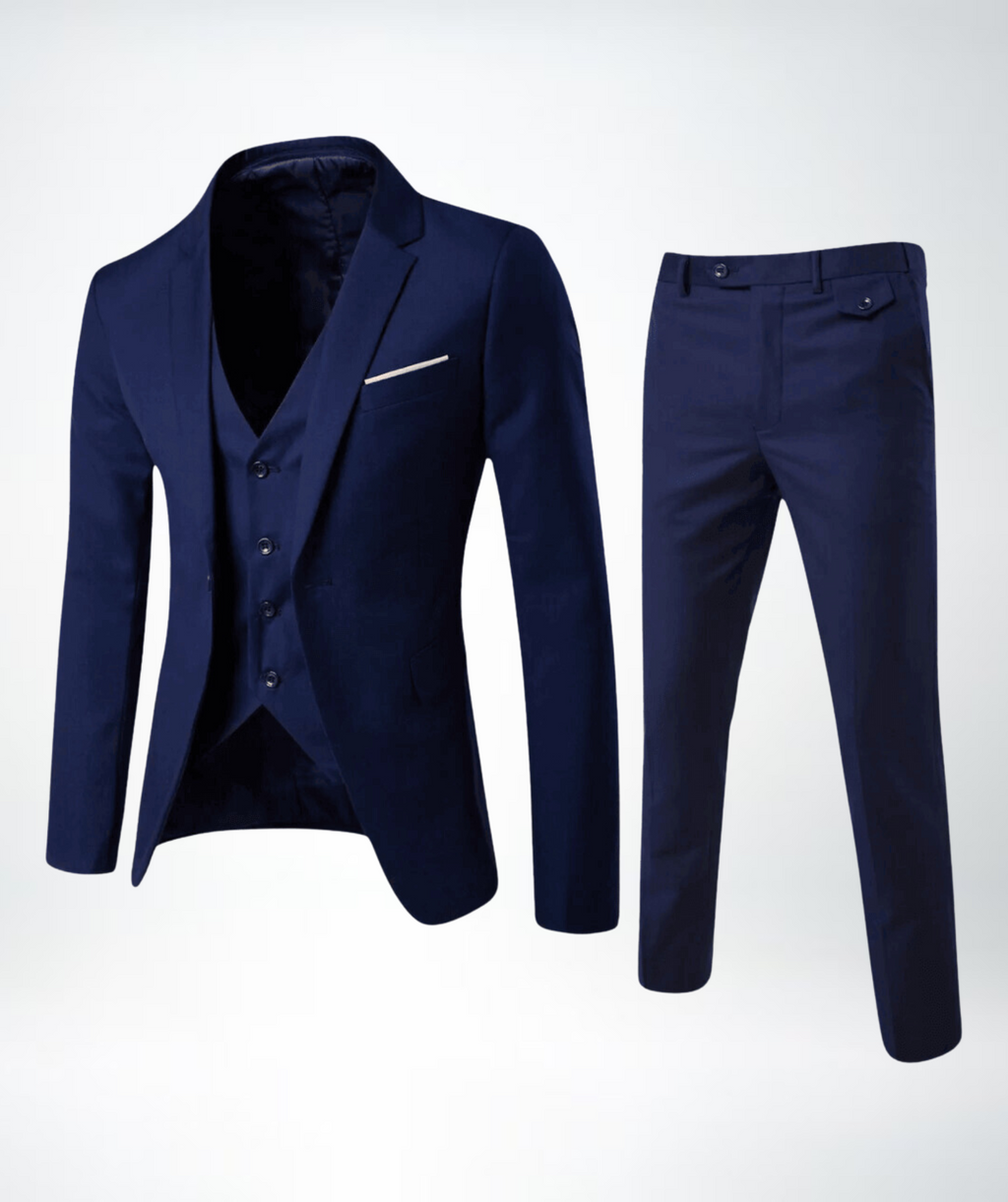 Refined Three-Piece Suit with Waistcoat in Charcoal