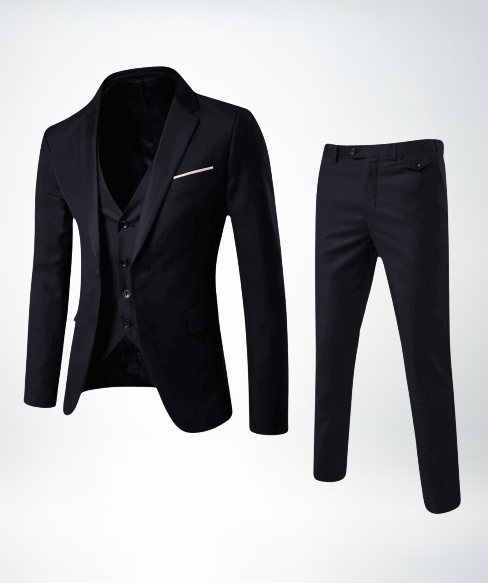 Refined Three-Piece Suit with Waistcoat in Charcoal