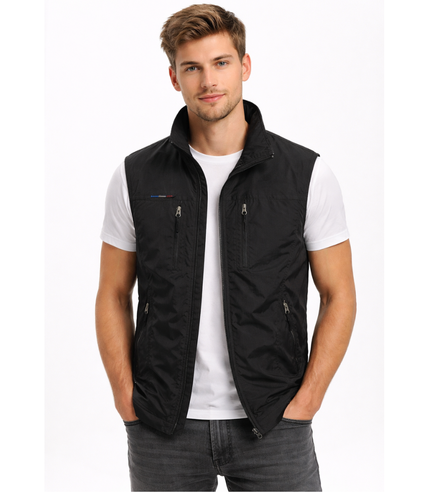 Men's Outdoor Vest with Stand Collar