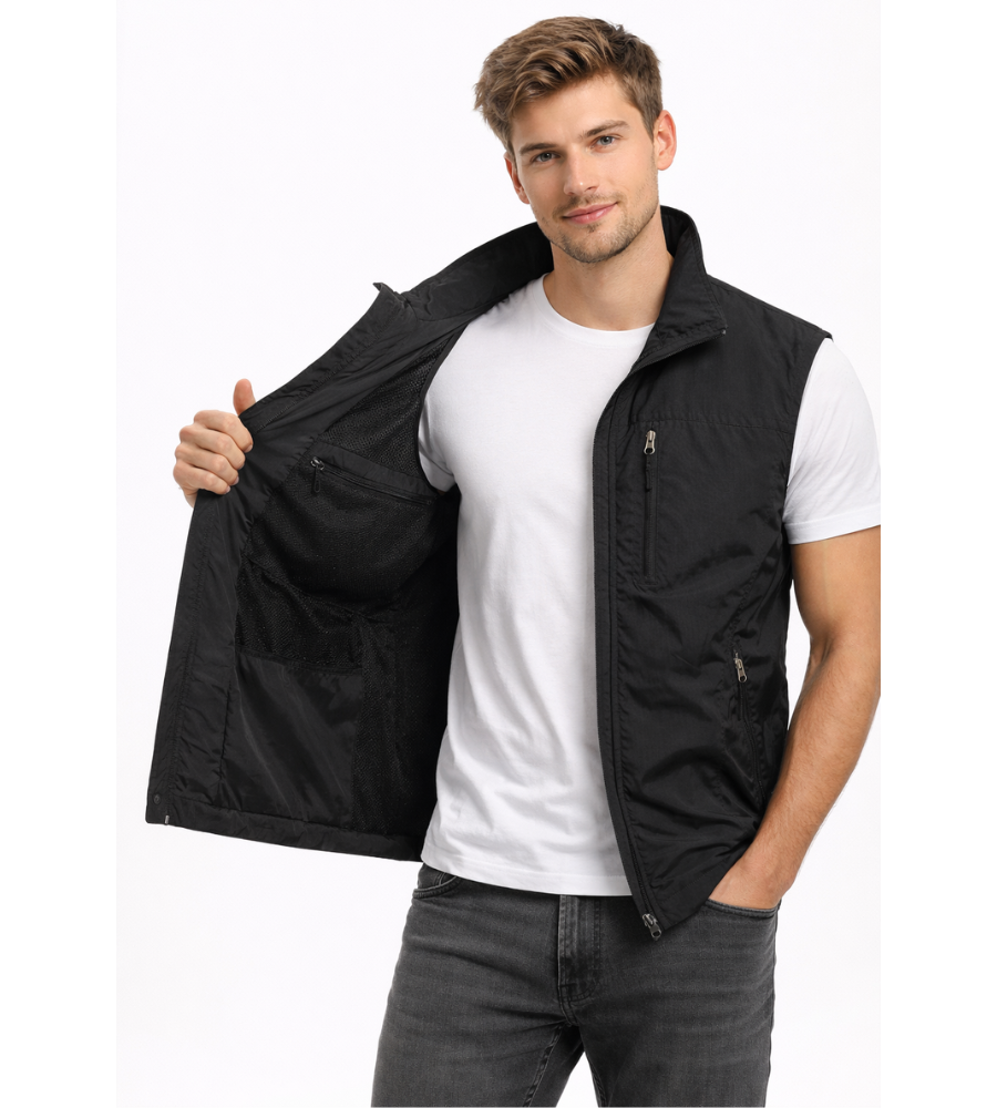 Men's Outdoor Vest with Stand Collar