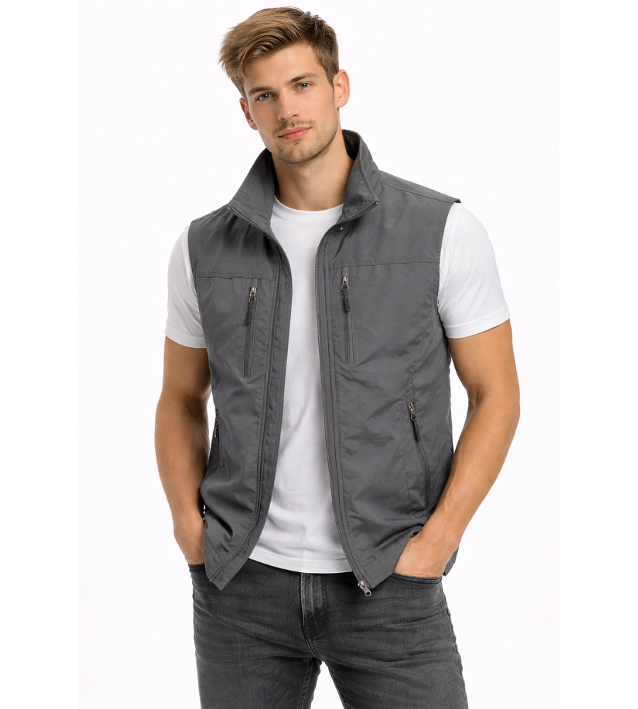 Men's Outdoor Vest with Stand Collar
