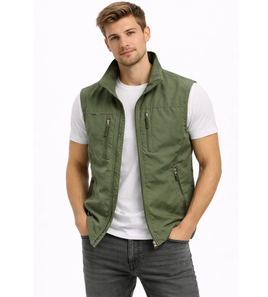 Men's Outdoor Vest with Stand Collar