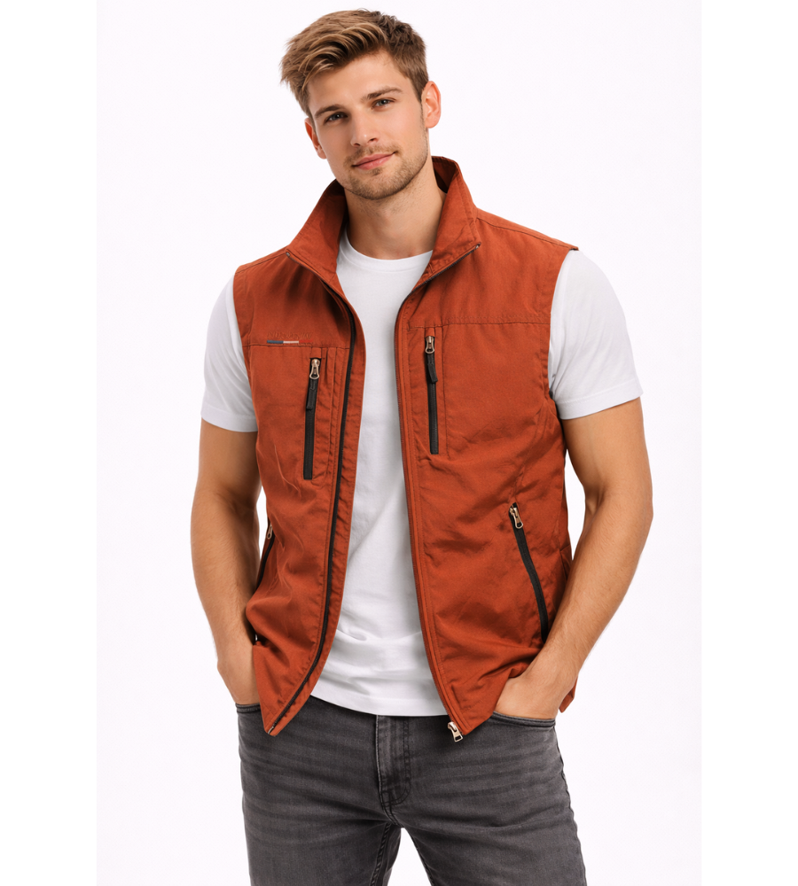 Men's Outdoor Vest with Stand Collar