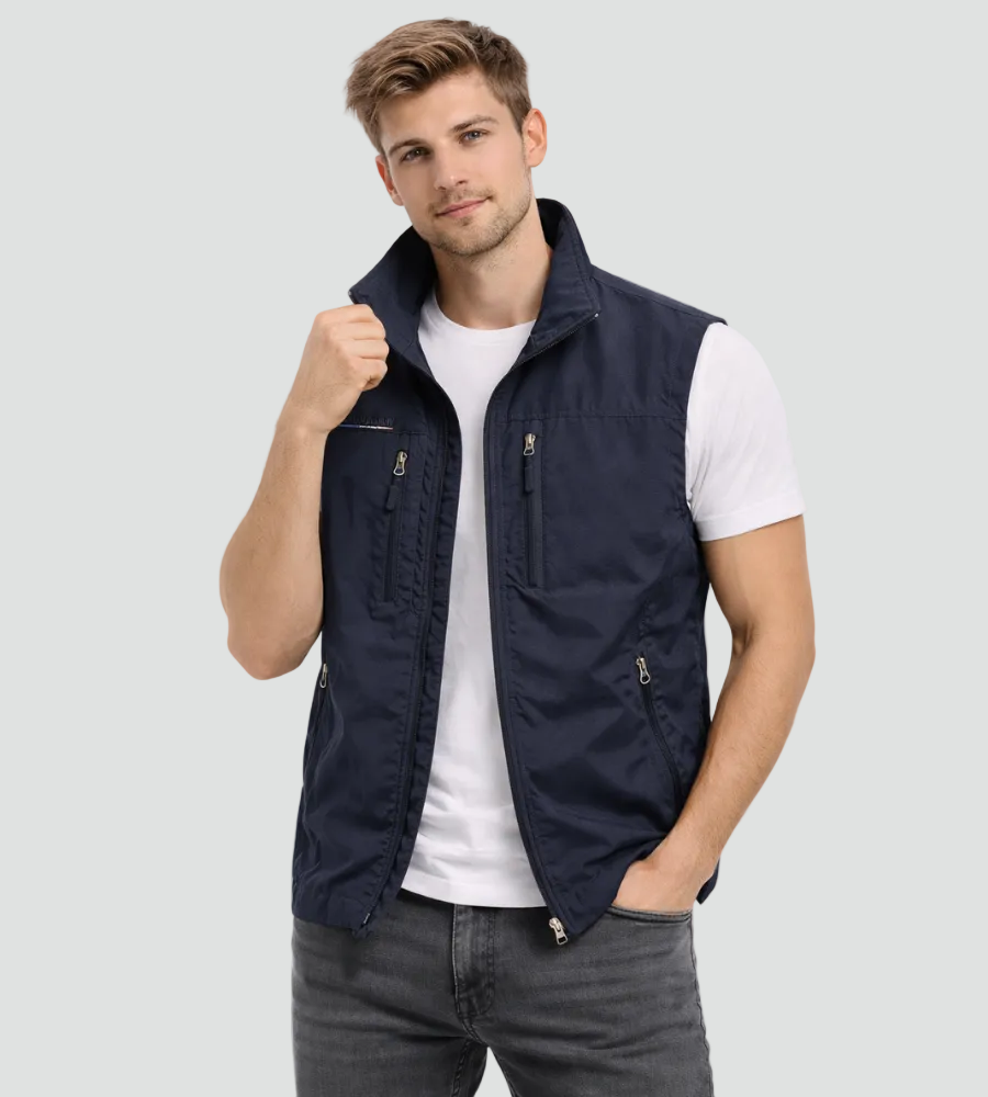 Men's Outdoor Vest with Stand Collar