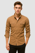 Men's Long Sleeve Blouse with Chest Pockets