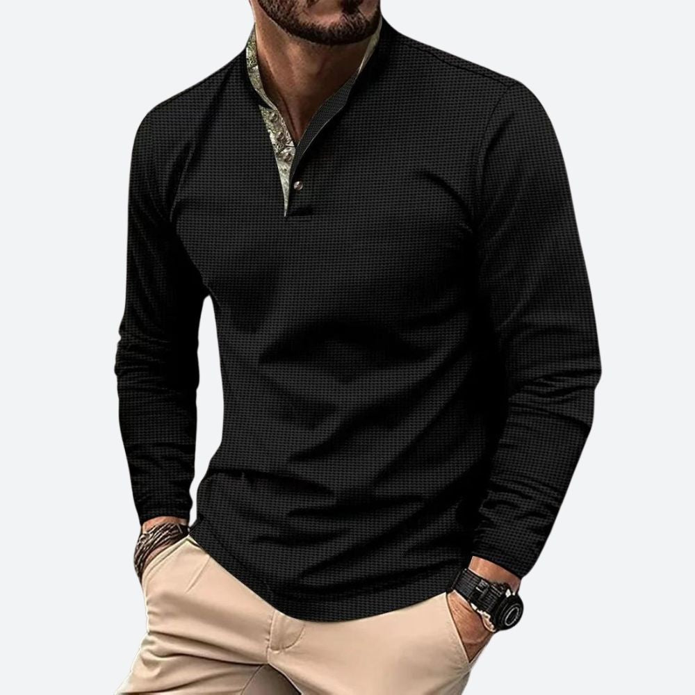 Men's Long Sleeve Polo in Breathable Fabric