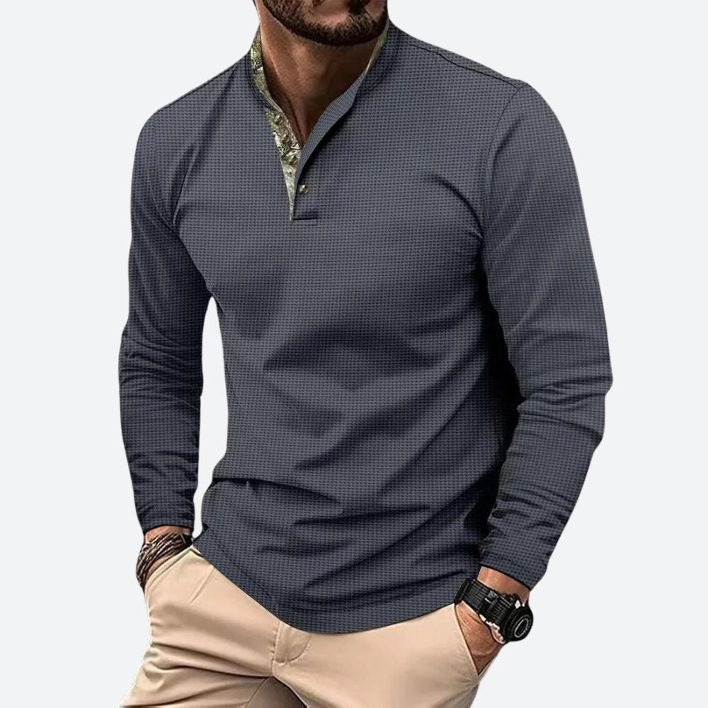 Men's Long Sleeve Polo in Breathable Fabric