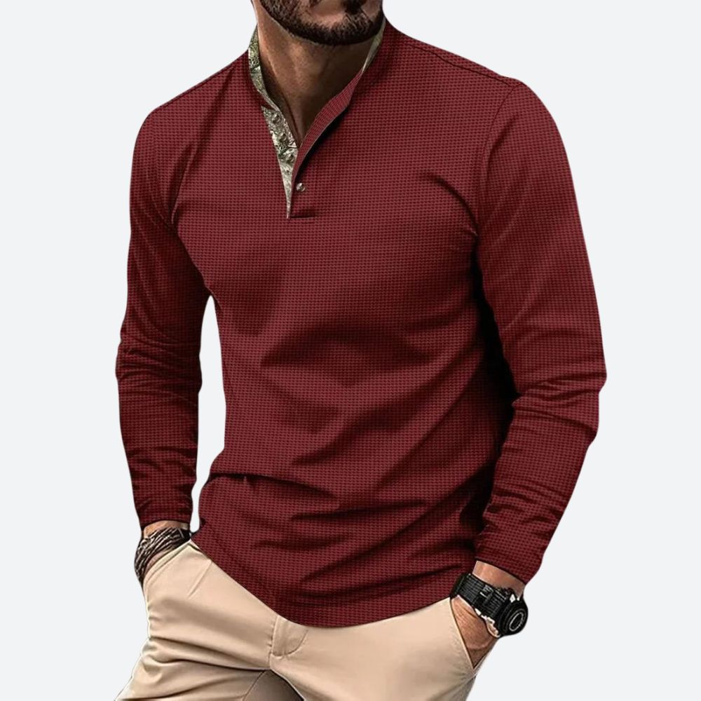 Men's Long Sleeve Polo in Breathable Fabric