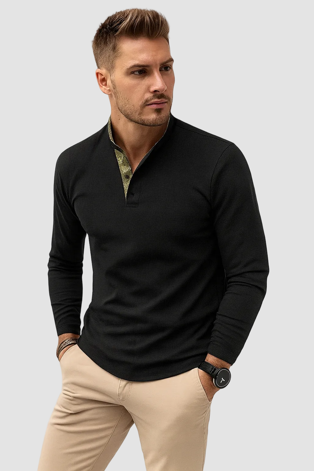 Men's Long Sleeve Polo in Breathable Fabric