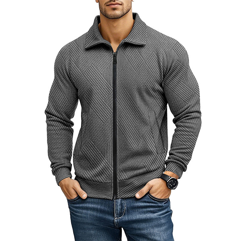 Textured Knit Vest with Zip Closure for Men
