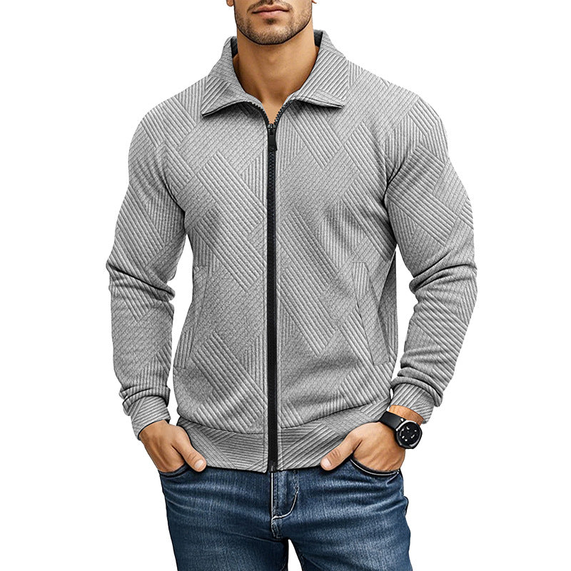 Textured Knit Vest with Zip Closure for Men