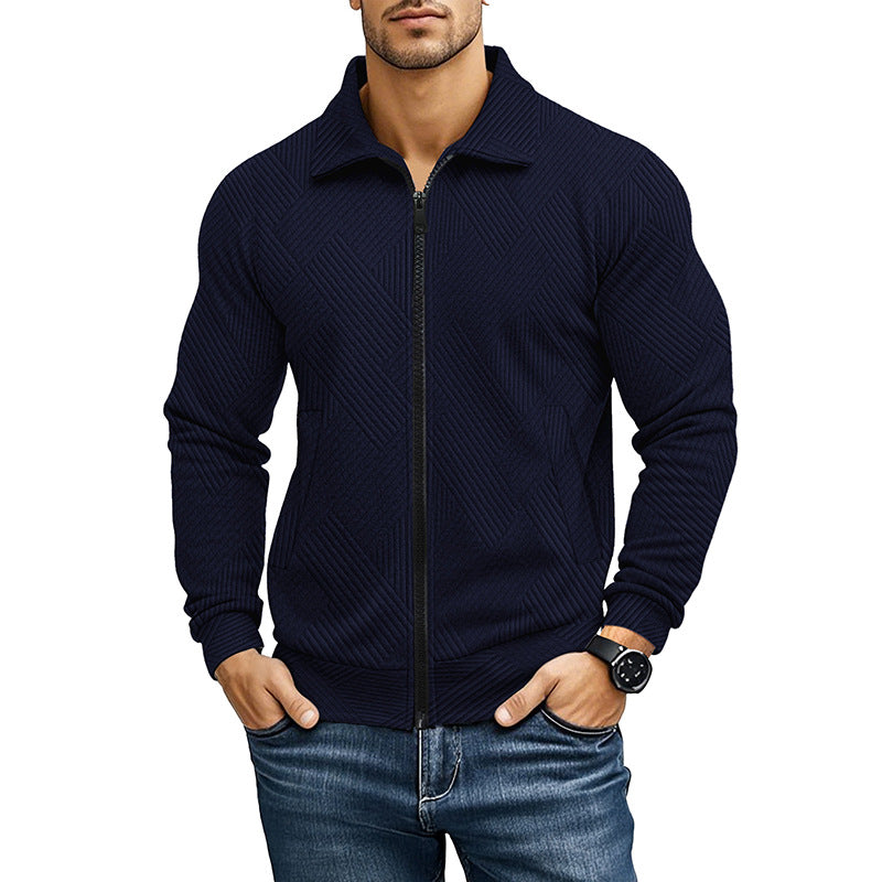 Textured Knit Vest with Zip Closure for Men