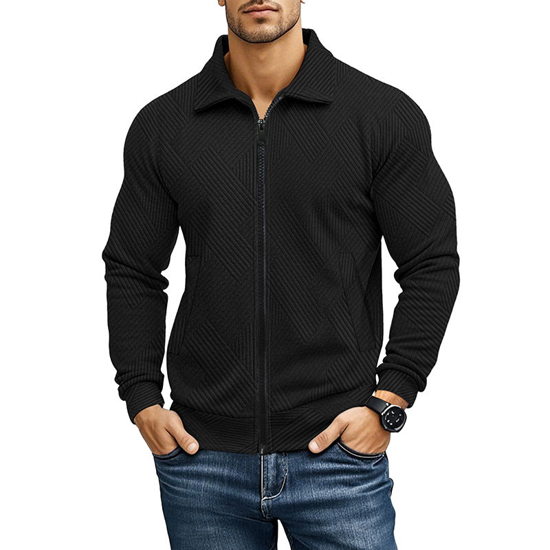 Textured Knit Vest with Zip Closure for Men