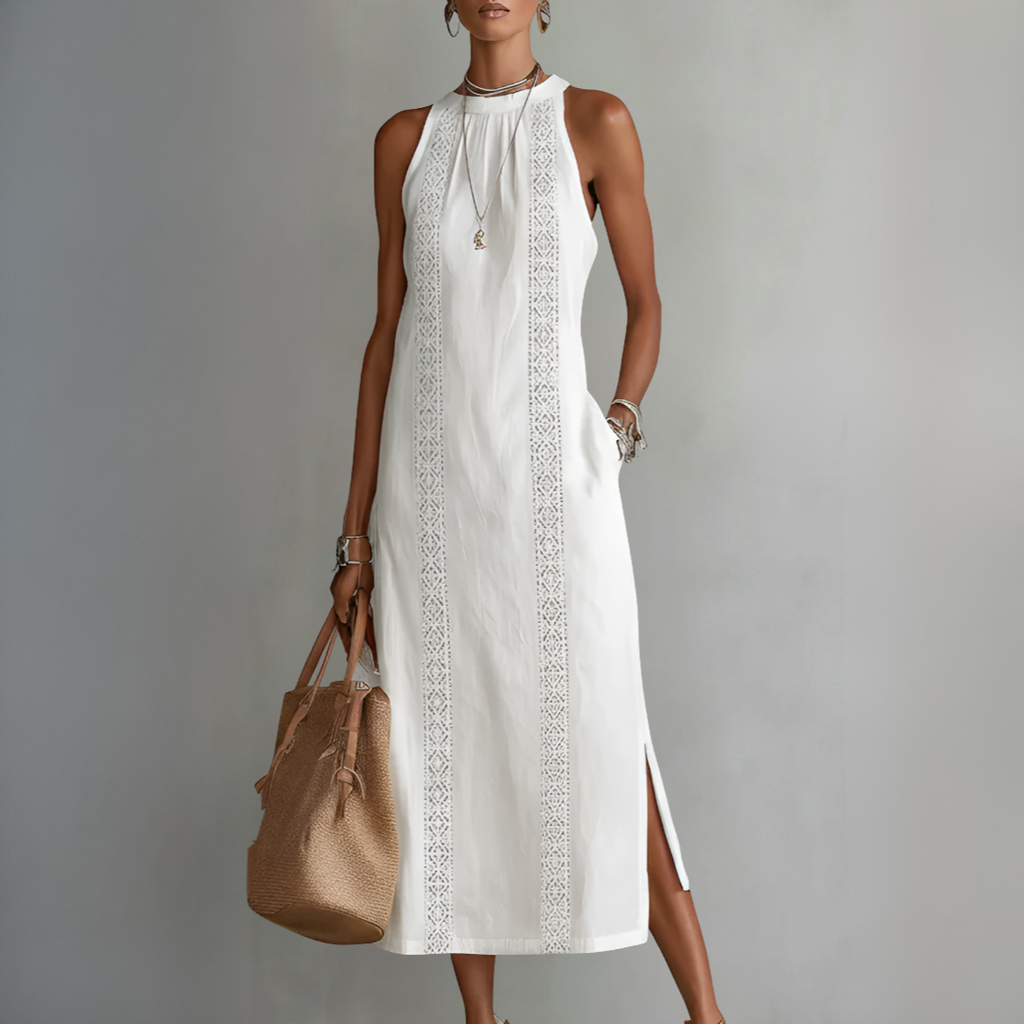 Clara Silk Midi Dress in Ivory