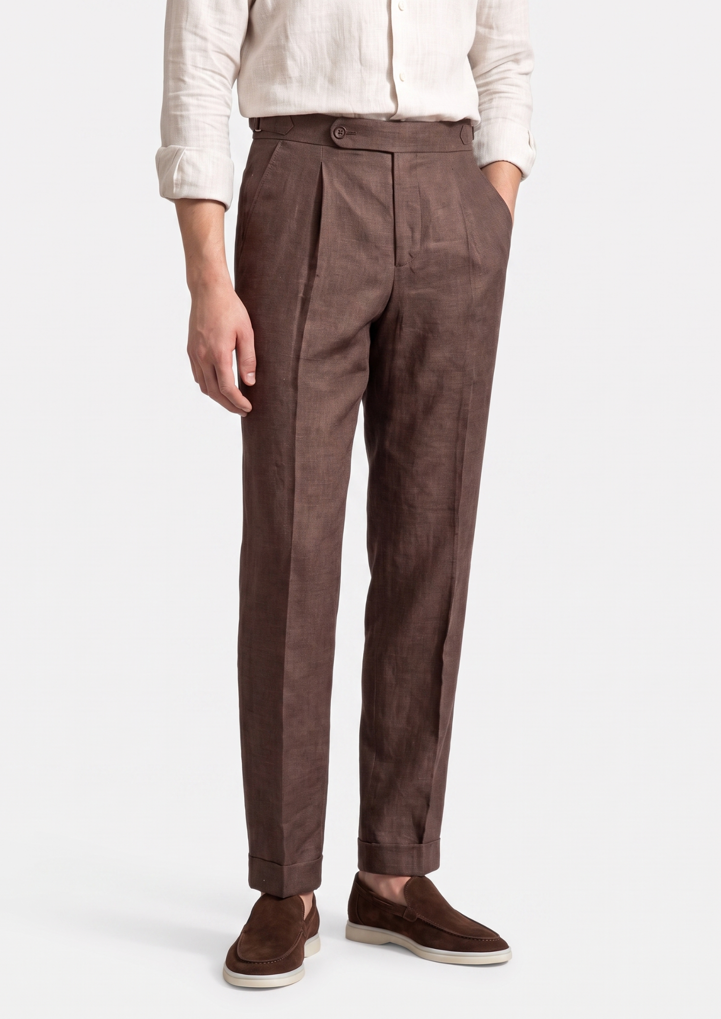 Tuscany Pleated Trousers in Rich Brown