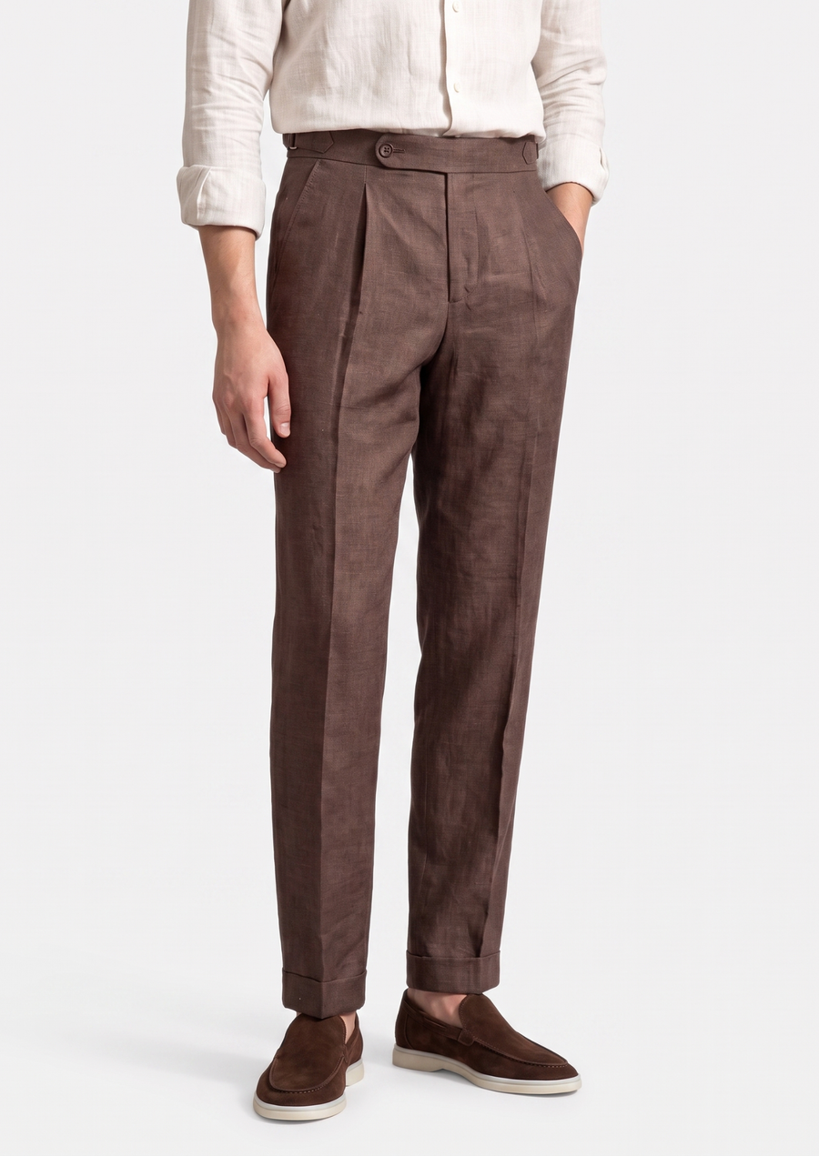 Tuscany Pleated Trousers in Rich Brown