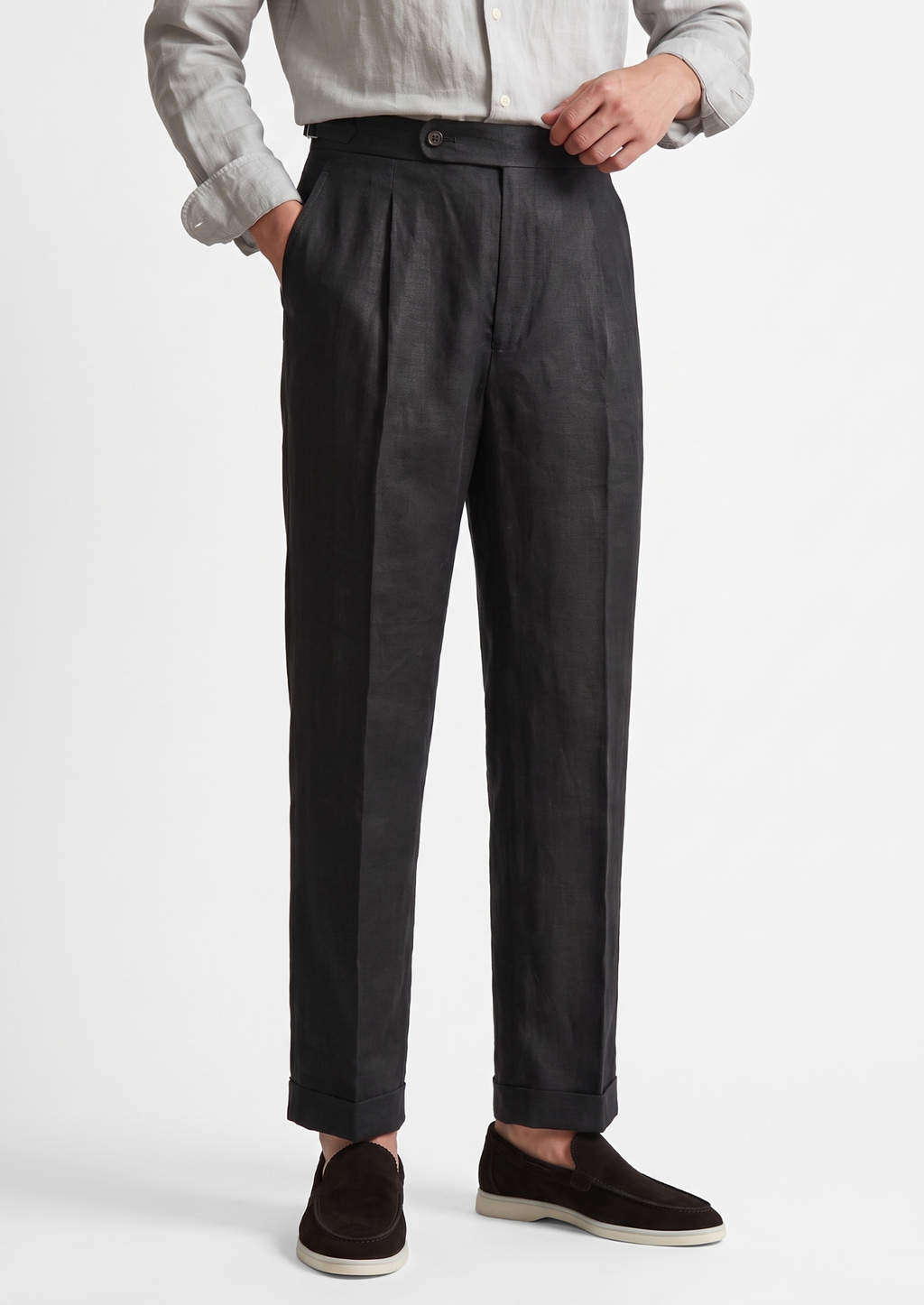 Tuscany Pleated Trousers in Noir