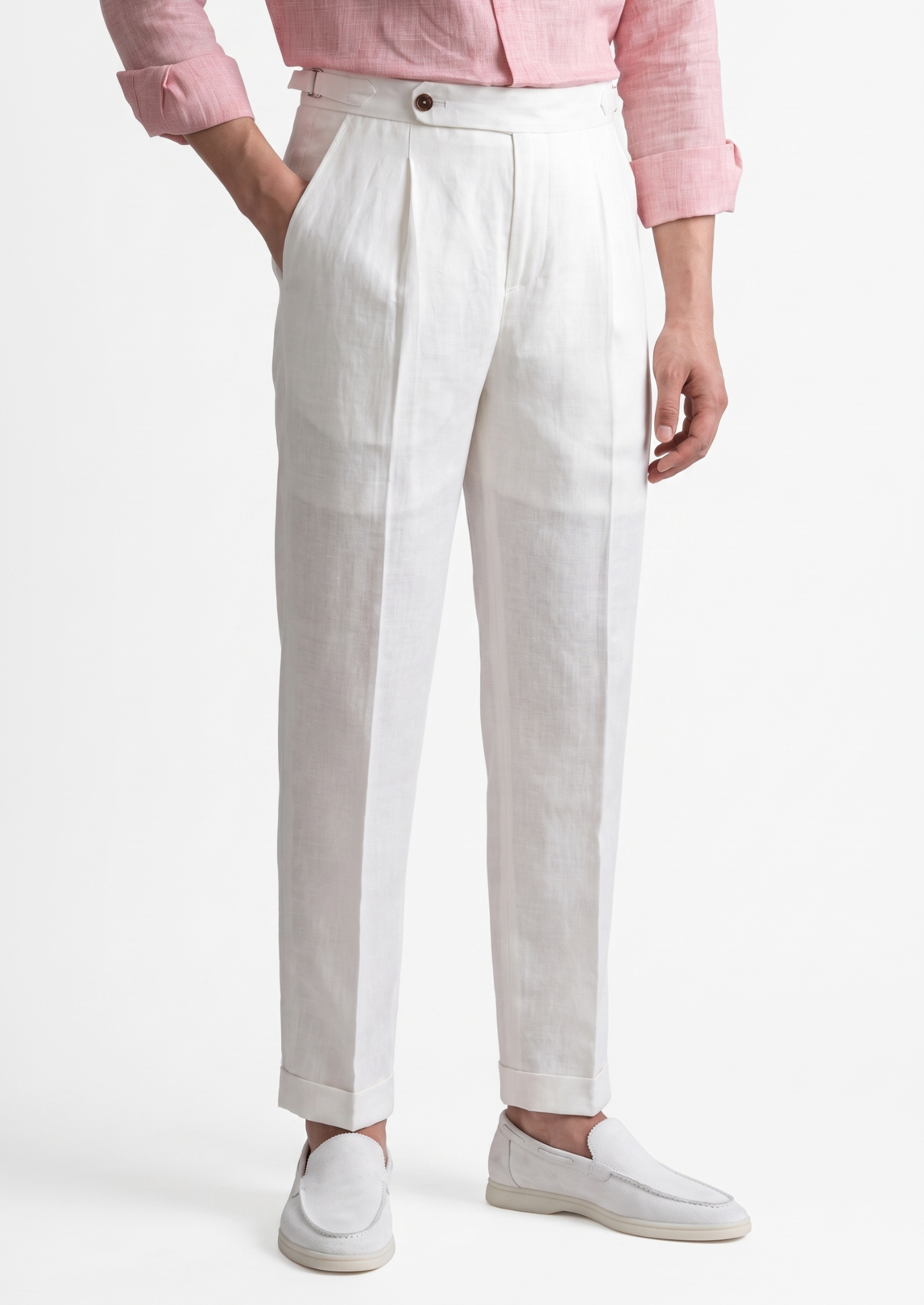 Tuscany Pleated Coastal Trousers in White
